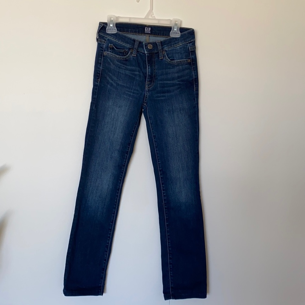 GAP Regular Mid Rise Classic Straight Leg Dark Denim Jeans Sz 24